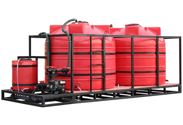 Растворный узел 10'000 литров с цилиндрическими химстойкими ёмкостями